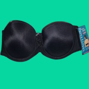 Vanity Fair 34B Black Strapless Bra Removable Straps NWT